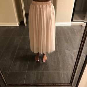 Amazon light pink puffy chiffon midi skirt